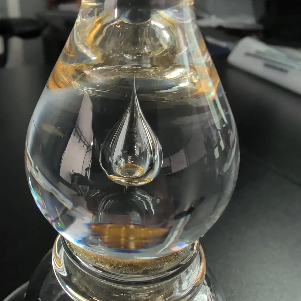 Steuben Crystal Teardrop Candlestick Holder Signed Vintage Glass 9 Inch Repaired